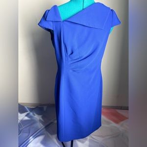 Tahari Blue Cap Sleeve Ruched Dress - Size 8
